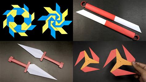 04 Easy Origami Ninja Weapons | Origami Shuriken | Ninja Star | Paper ...