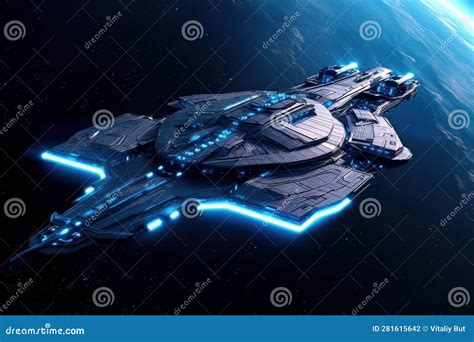 Spaceships on the Way To Deep Space. Sci-fi Futuristic Art. AI Stock ...