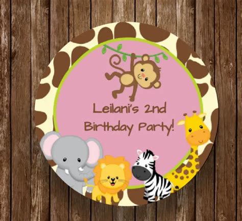 12 SAFARI JUNGLE zoo animals birthday party stickers labels Girl baby shower $4.99 - PicClick
