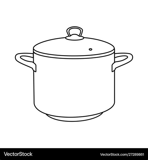 Cooking pot line outline icon Royalty Free Vector Image