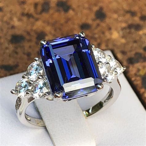 Tanzanite Ring: Emerald Cut Created Tanzanite Tanzanite - Etsy