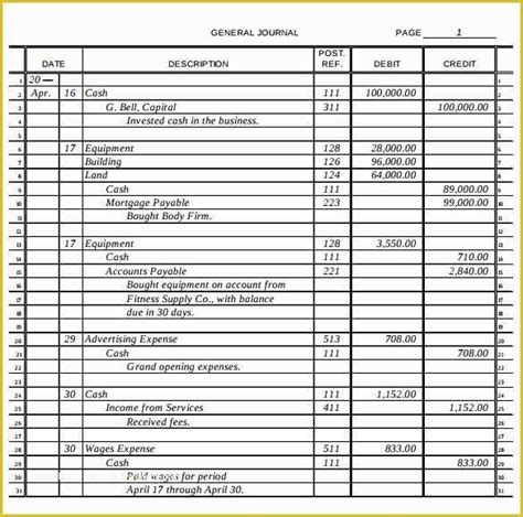 Business Ledger Template Free Of General Ledger Template 9 Download ...