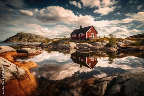 Scandinavian Fjords in Norway and Sweden, House on Water, Stunning Scenic Landscape Wallpaper ...