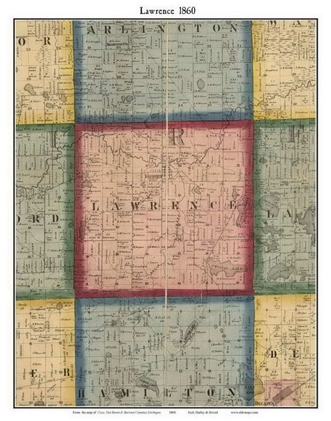 Lawrence, Michigan 1860 Old Town Map Custom Print - Van Buren Co. - OLD MAPS