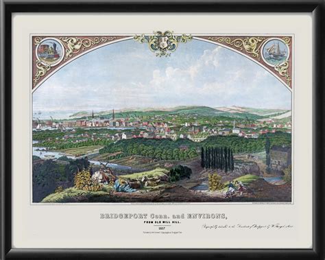 Bridgeport CT 1857 | Vintage City Maps - Restored Bird's Eye Views