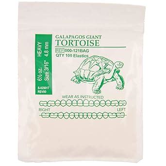 American Orthodontics Elastics Wildlife Tortoise | Heavy, 6.5 Oz, 3/16" Size, 100 Packs Per Box ...