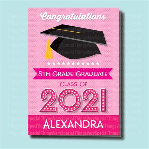 5th Grade Graduation Card Personalized Fifth Grade Graduation | Etsy