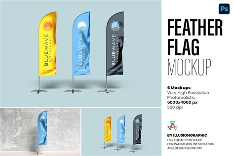 Feather Flag Mockup - 6 Views Graphic by illusiongraphicdesign · Creative Fabrica