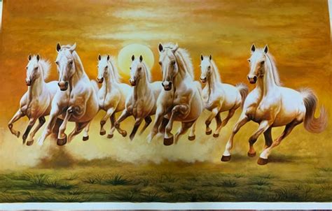 Full Hd Lucky Seven 7 Horses Picture Feng Shui - canvas-winkle