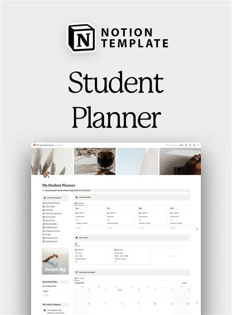 Notion Student Planner Template, Digital Academic Planner, School ...