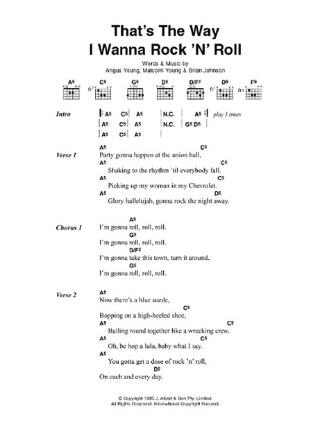 That's The Way I Wanna Rock 'n' Roll by AC/DC - Guitar Chords/Lyrics ...