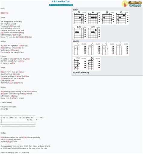 Chord: I'll Stand by You - tab, song lyric, sheet, guitar, ukulele | chords.vip