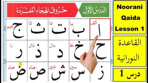 Alif Baa Taa Qaida Noorania Lesson 1 Arabic Alphabet Noorani - Riset