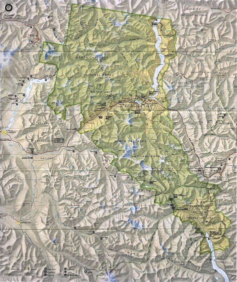 North Cascades National Park Physical Map - north cascades np • mappery