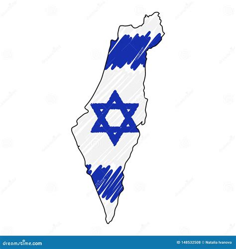 Israel Map Hand Drawn Sketch. Vector Concept Illustration Flag ...