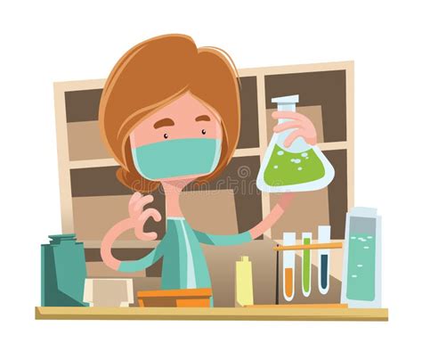 Doctor Working At Laboratory Illustration Cartoon Character Stock ...