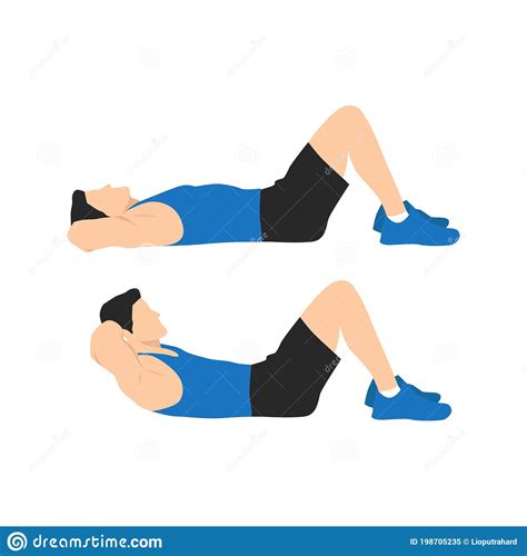 Man Doing Crunches In The Gym. Belly Burn Workout Cartoon Vector ...