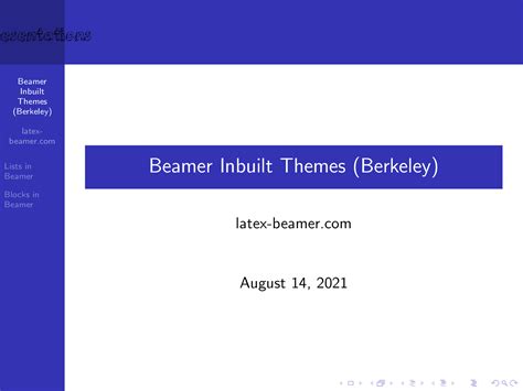 Beamer Themes - Full List - LaTeX Beamer