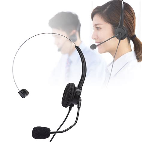 Black Monaural Headset, Headset For Landline Phone, For Home Telephone For Office Use For ...