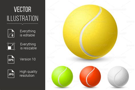 Realistic tennis ball in different colors