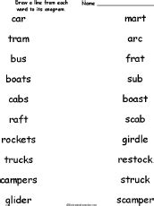 Vehicle Anagrams -- Activities and Worksheets: EnchantedLearning.com