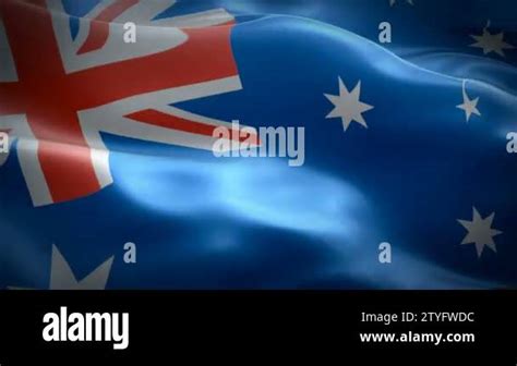 Aussie flag video waving in wind. Realistic Australian Flag background ...