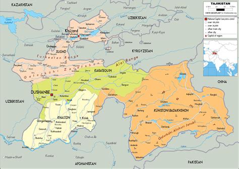 Tajikistan Map (Political) - Worldometer