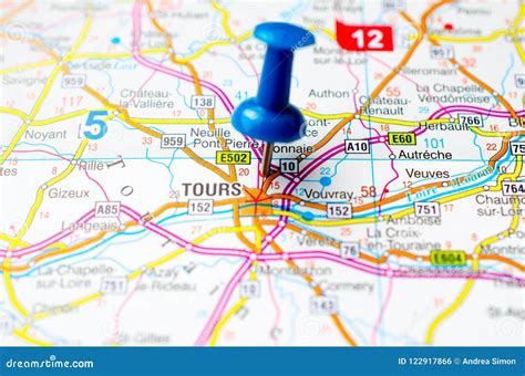 Tours on map stock photo. Image of atlas, geography - 122917866