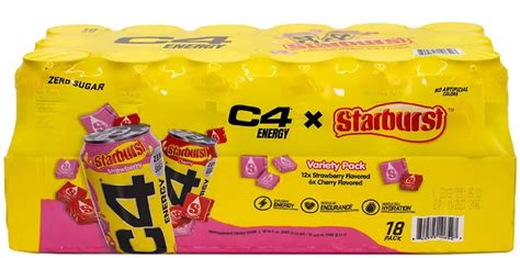 C4 Energy Drink, Starburst Variety Pack, Carbonated Sugar Free Pre Workout Performance Drink ...