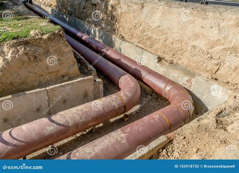 Underground Pipe Installation. Laying or Replacement of Underground ...