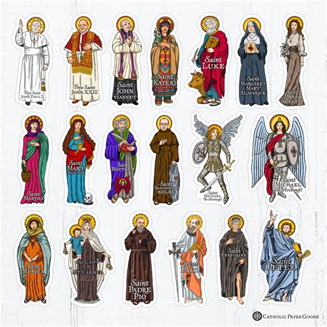 Catholic Saints 4 Inch Die Cut Vinyl Stickers Peel & Stick