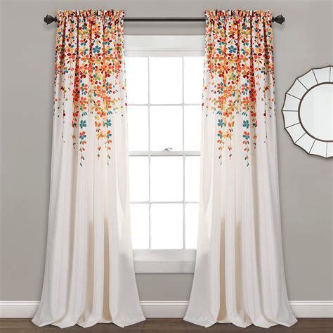 Buy Lush Decor Weeping Flowers Darkening Window Curtains Panel Set for Living, Dining Room ...