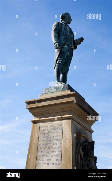 Captain Cook Memorial Statue Whitby North Yorkshire England Stock Photo ...