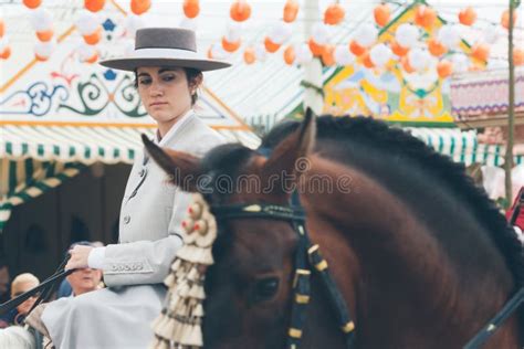 Pretty Amazon Wearing Traditional Andalusian Uniforms at the April S Fair of Seville Editorial ...