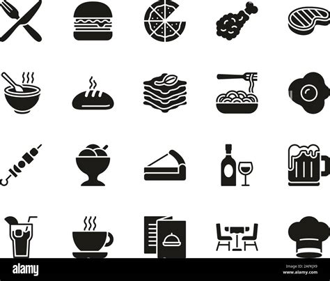 Lunch Icons Black & White Set Big Stock Vector Image & Art - Alamy