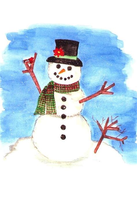 Snowman Watercolor Painting at PaintingValley.com | Explore collection of Snowman Watercolor ...