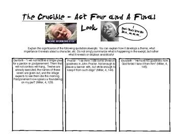 The Crucible Final Worksheet by BNeal Doing English Like a G | TPT