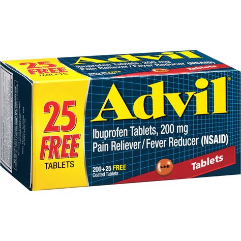 Advil (225 Count) Pain Reliever / Fever Reducer Coated Tablet, 200mg Ibuprofen, Temporary Pain ...