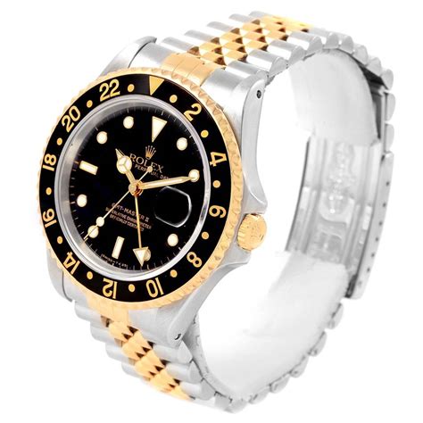 Rolex GMT Master II Yellow Gold Steel Jubilee Bracelet Watch 16713 ...