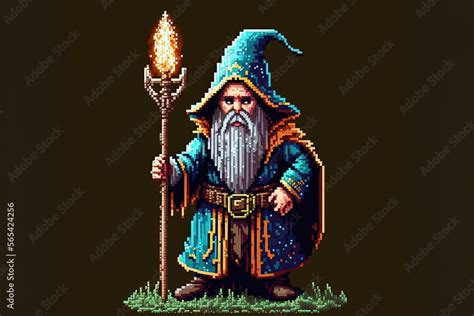 Pixel art wizard character for RPG game, character in retro style for 8 bit game Stock ...