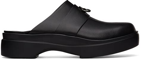 Solid Homme Black Leather Clog Slippers In Black 808b | ModeSens