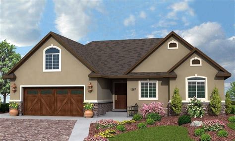 R-1287b | Hearthstone Home Design | Brown house exterior, Brick exterior house, House paint exterior