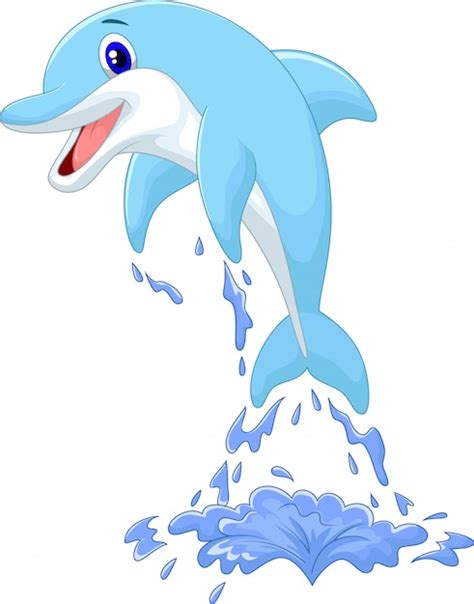 Premium Vector | Cute cartoon dolphin jumping out of water