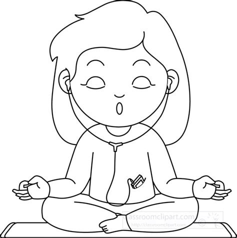 Health Clipart- meditation_with_music_outline - Classroom Clipart