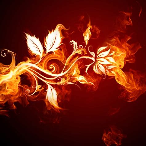 Fire Flowers Digital Art Red Background Wallpaper - Resolution ...