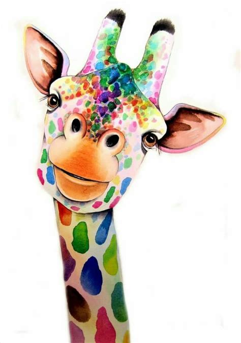 Pin av Sue von Samorzewski på Giraffe | Giraffe, Maleri, Fargerik