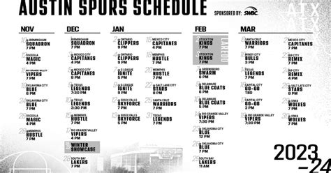 Schedule - Austin Spurs