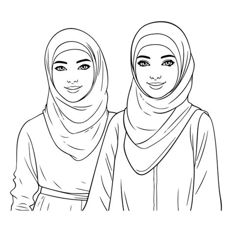 Premium Vector | Two muslim women in hijab isolated on white background