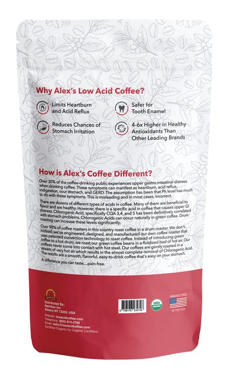 Alex's Low-Acid Organic Coffee™ - Decaf Whole Bean (12oz)