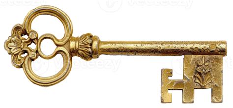 AI generated Ornate antique gold key on transparent background - stock ...